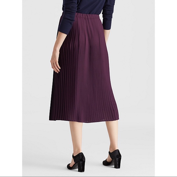NEW • Eileen Fisher• Pleated Midi Skirt Raisinette